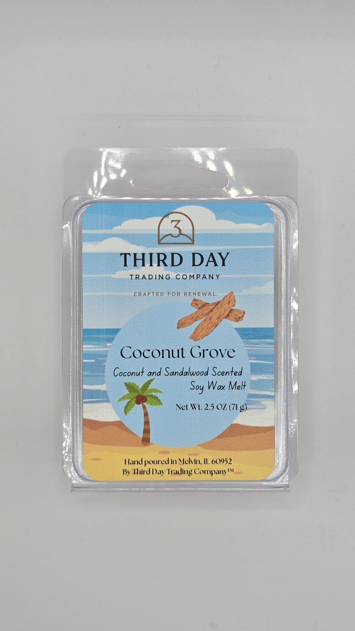 Coconut Sandalwood Wax Melts – Hand Poured Soy Wax, Summer Fragrance