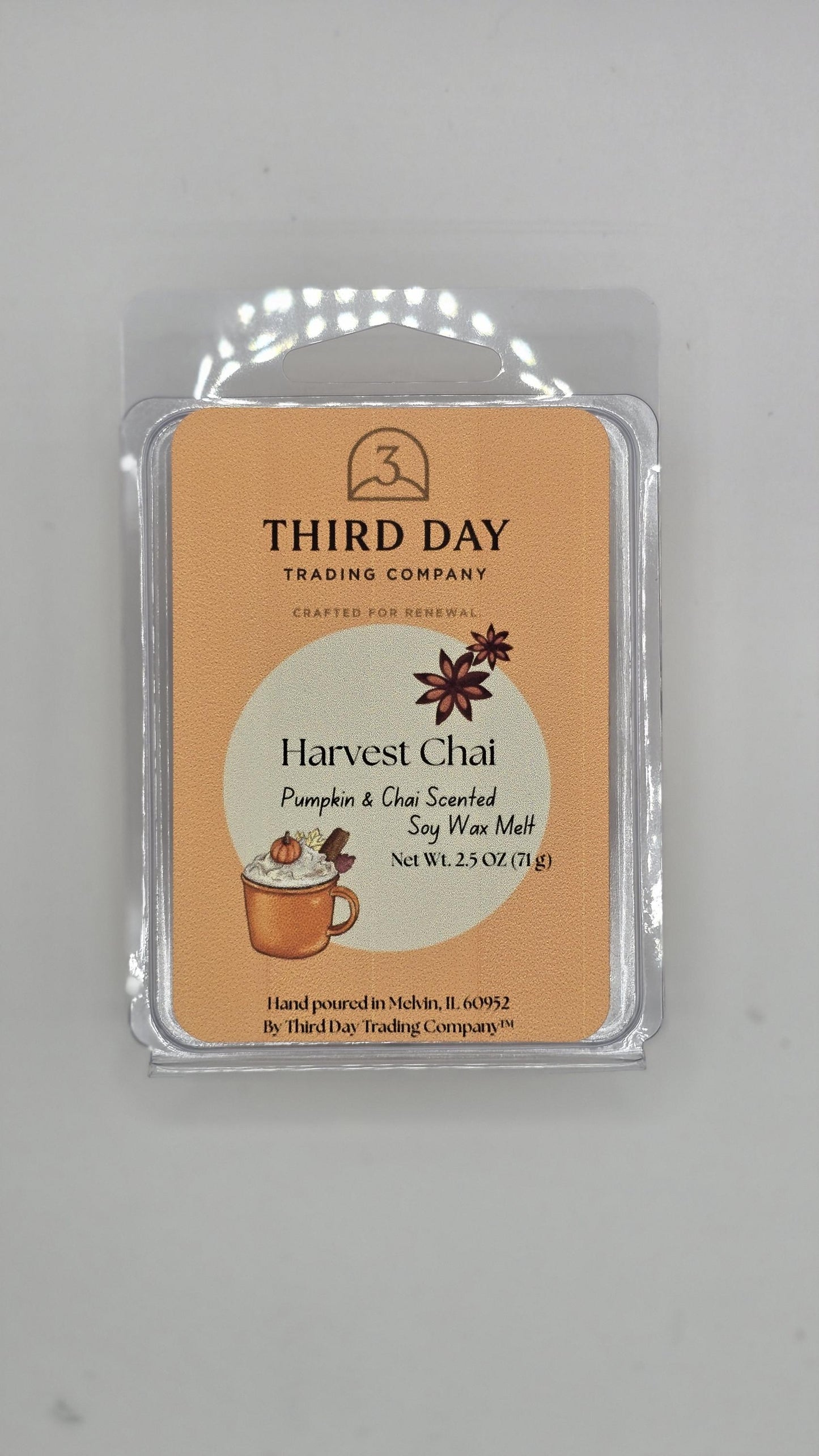 Harvest Chai Wax Melt: Handcrafted Pumpkin Spice Soy Wax