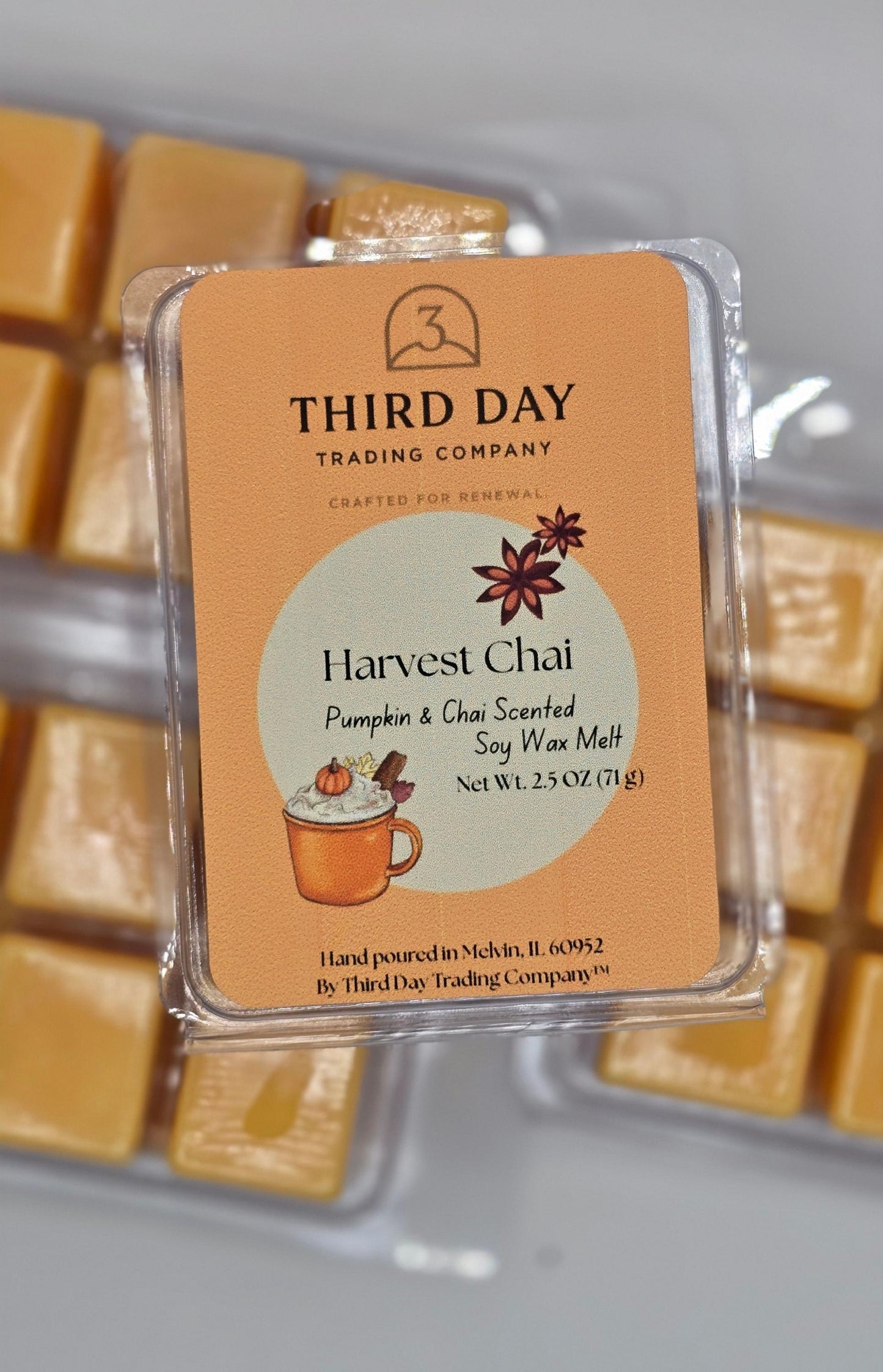 Harvest Chai Wax Melt: Handcrafted Pumpkin Spice Soy Wax