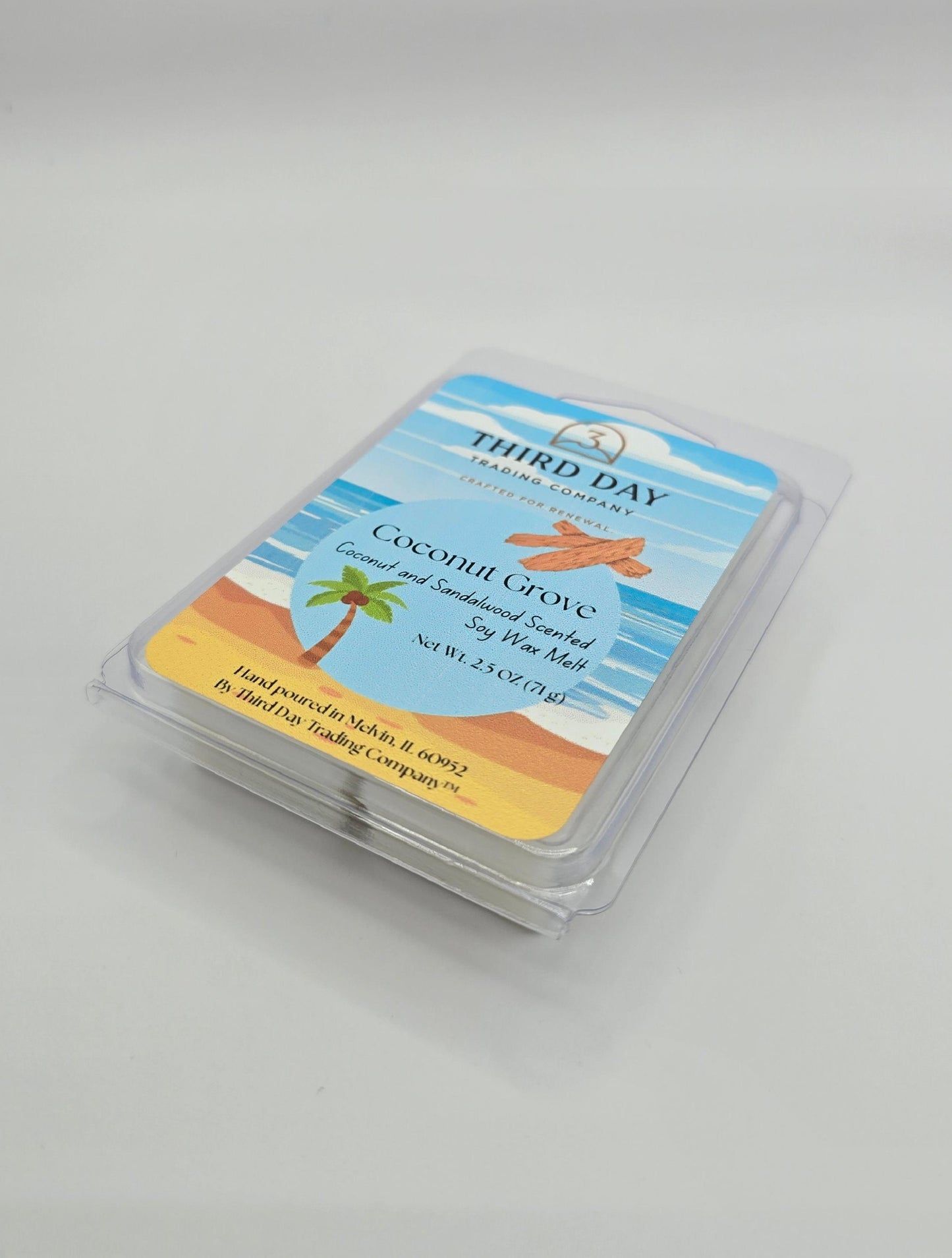 Coconut Sandalwood Wax Melts – Hand Poured Soy Wax, Summer Fragrance